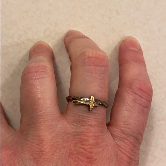 Vtg Silpada Hammered Silver and Gold Cross Ring - Picture 11 of 11